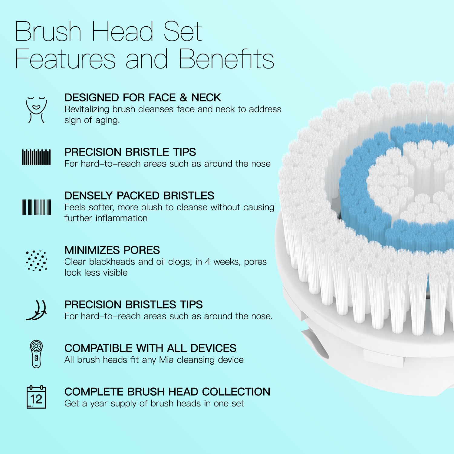 Replacement Facial Cleansing Brush Heads for Clarisonic -  Revitalizing Cleanse, 4 Pack