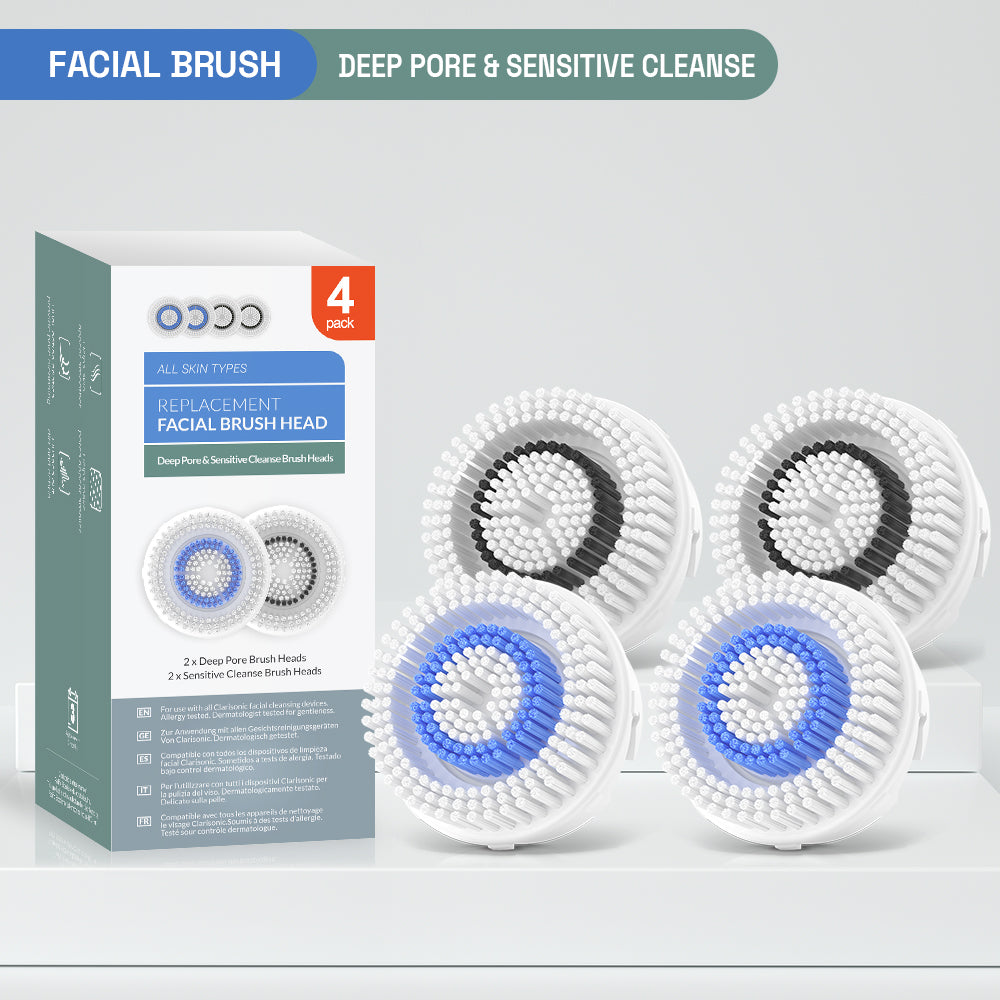 Replacement Facial Cleansing Brush Heads for Clarisonic - Combo, 4 Pack