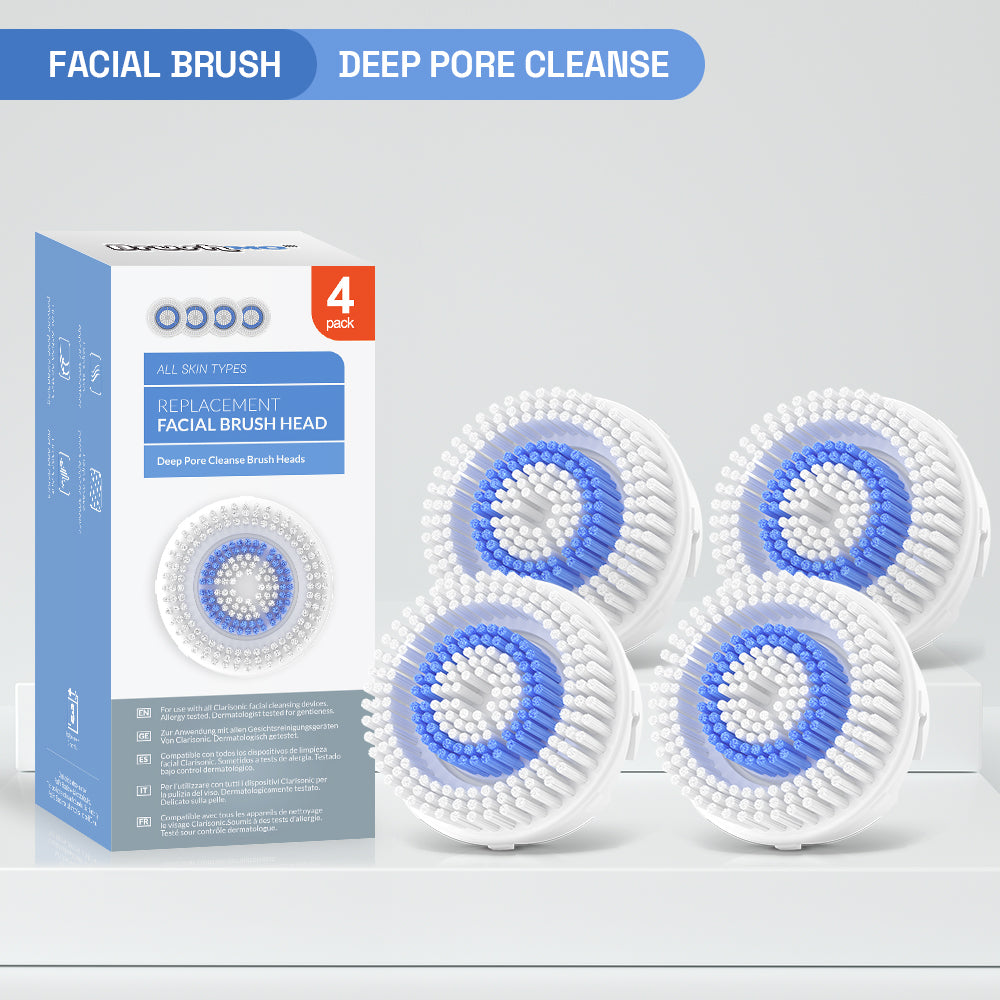 Replacement Facial Cleansing Brush Heads for Clarisonic - Deep Pore Cleanse, 4 Pack
