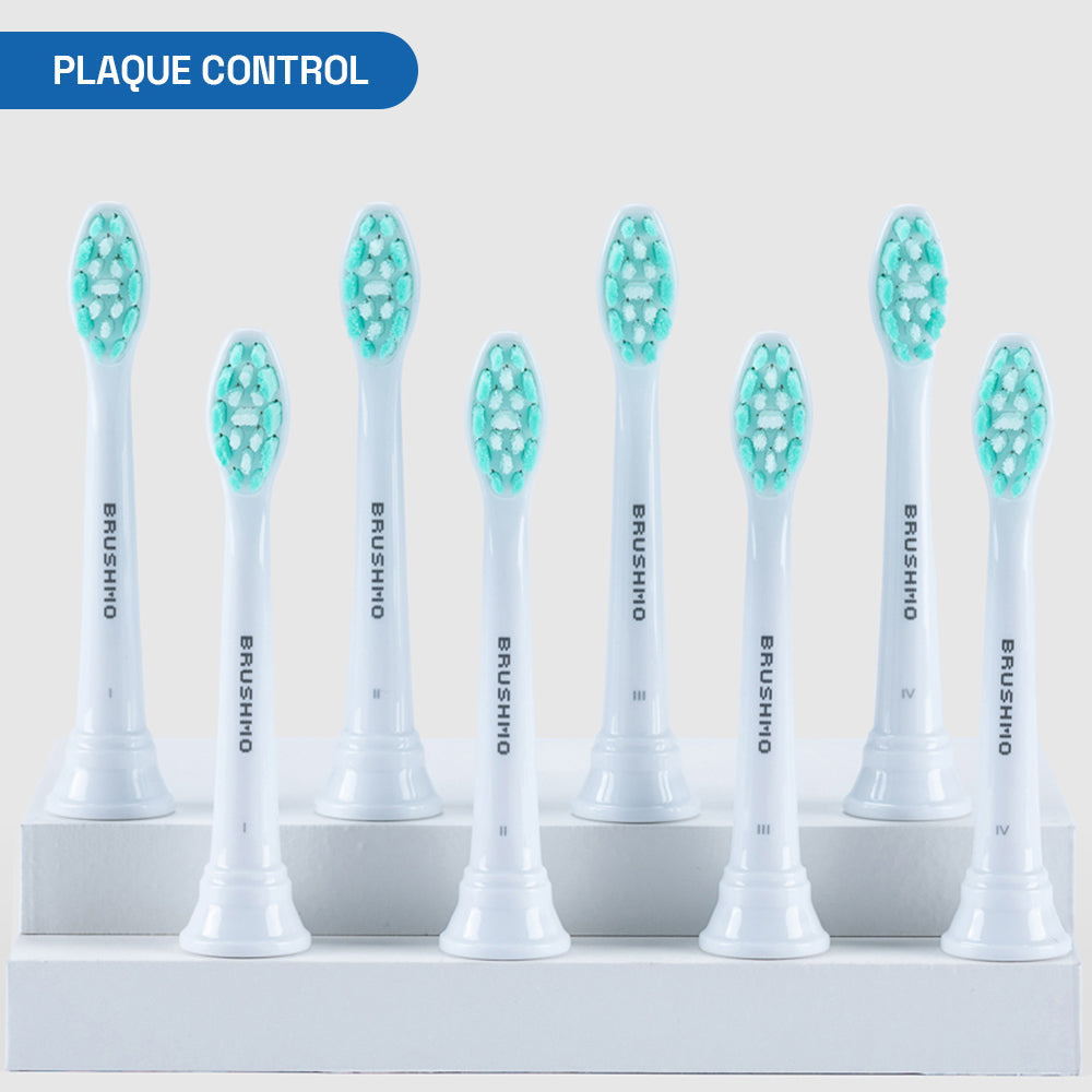 Plaque Control Replacement Toothbrush Heads Compatible with Philips Sonicare - 8 Pack, White