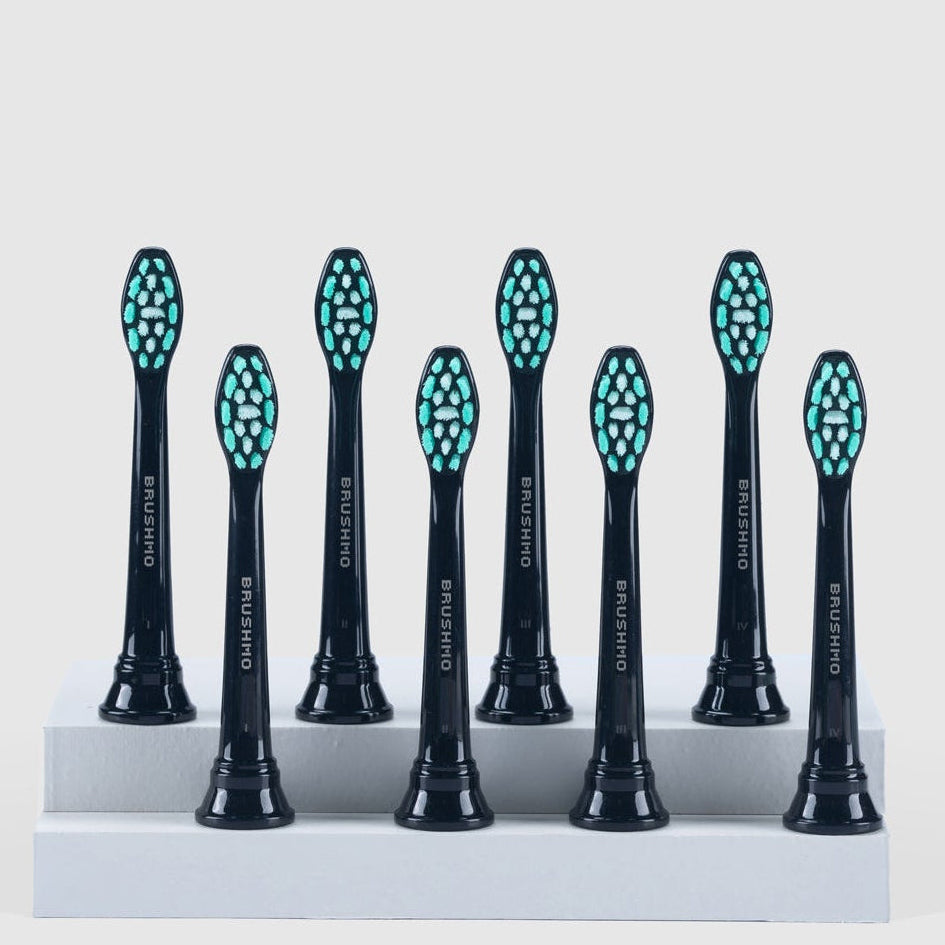 Plaque Control Replacement Toothbrush Heads Compatible with Philips Sonicare - 8 Pack, Black