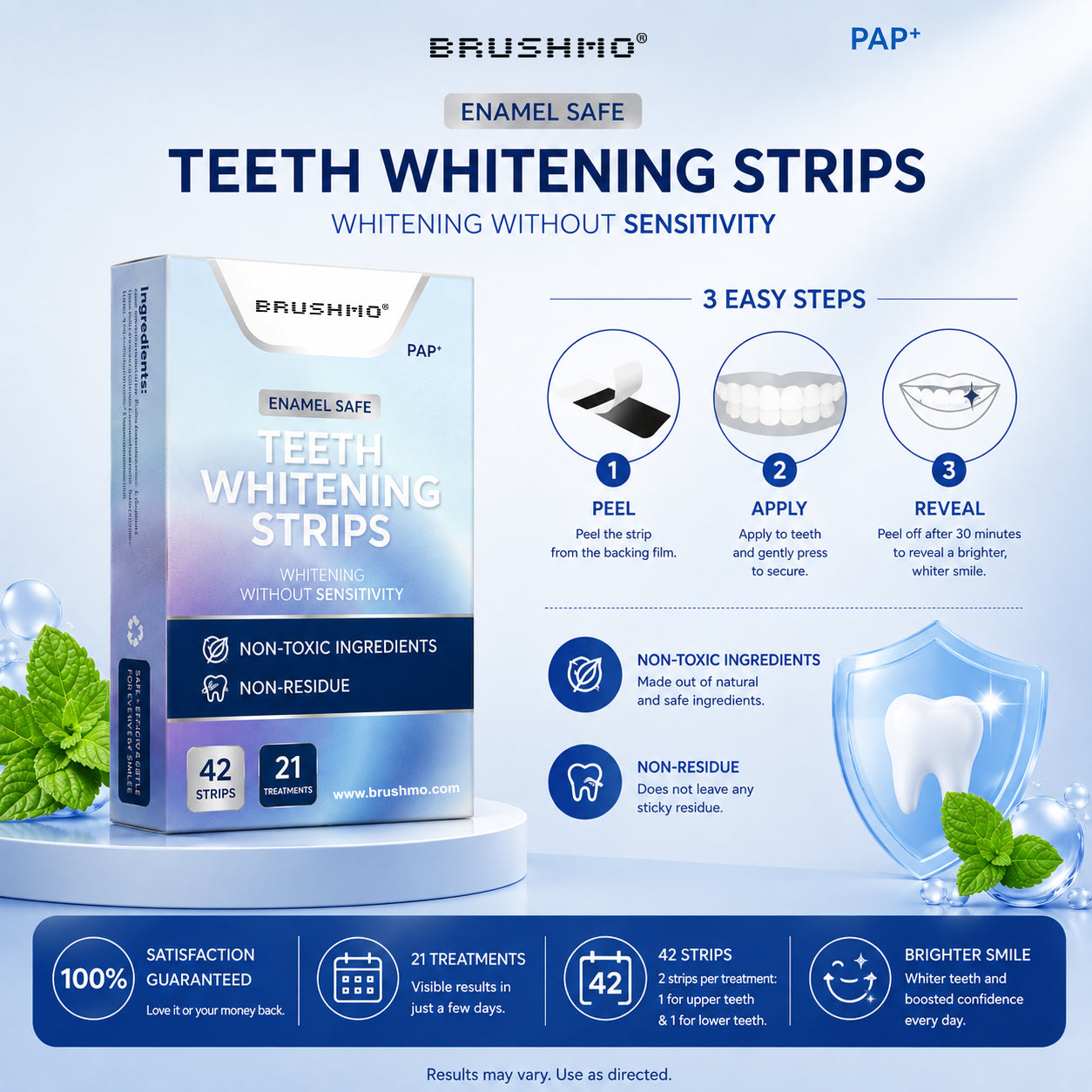 Dentist Formulated Nature Teeth Whitening Strips, 21 Treatments (42 Strips)