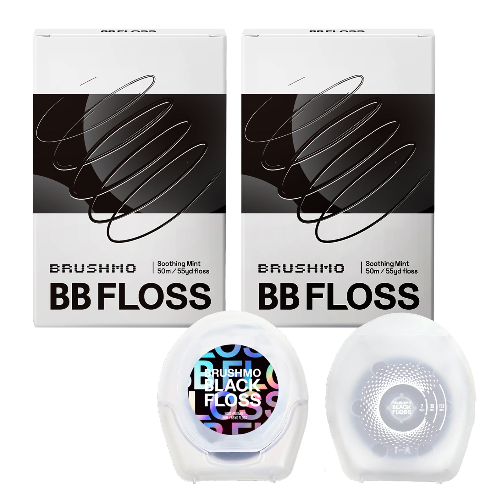 Expanding Woven Dental Floss – Black BB Floss, 110YD, 2 Pack, Soothing Mint