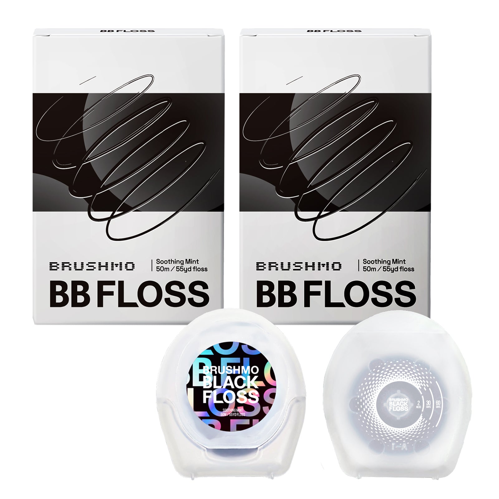 Brushmo Black Floss (BBFloss) Expanding Woven Dental Floss – 110YD, 2 Pack