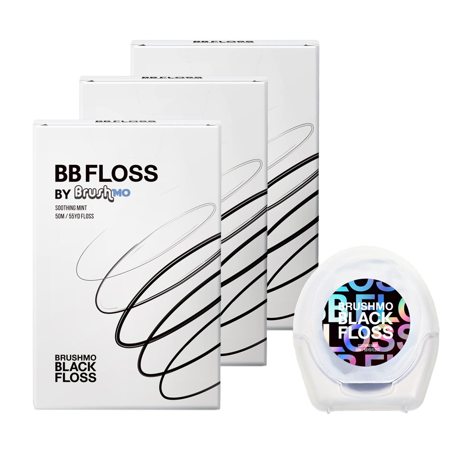 Brushmo Black Floss, Expanding Dental Floss, 165 YD, 3pk