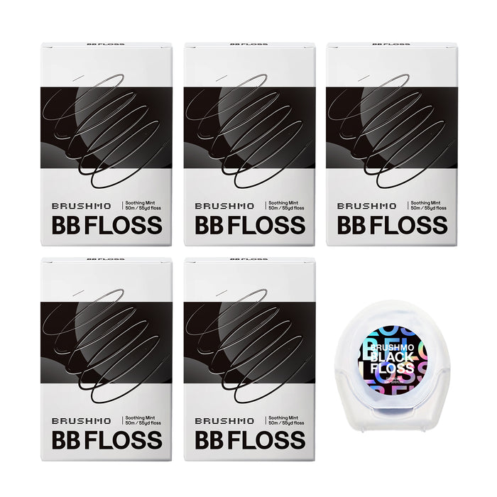 Brushmo Black Floss (BBFloss) Expanding Woven Dental Floss – 275YD, 5 Pack