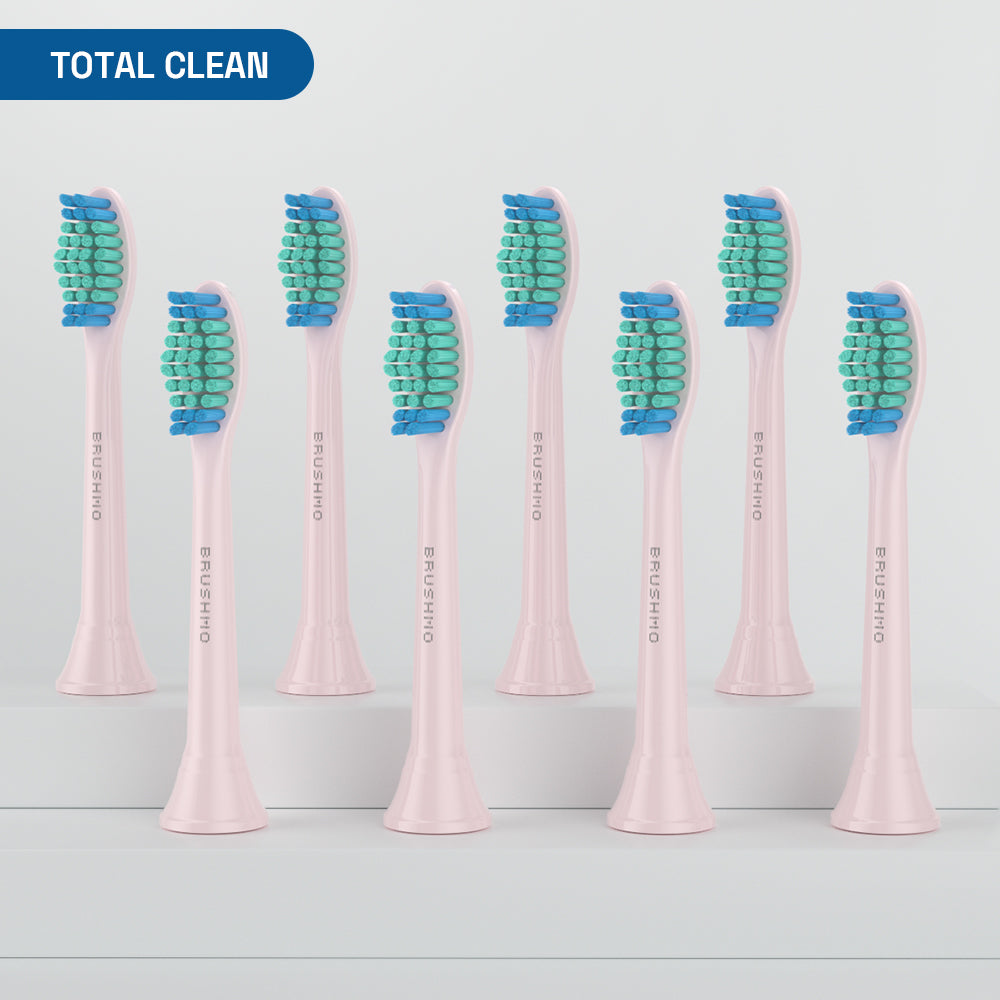 Total Clean Replacement Toothbrush Heads Compatible with Philips Sonicare Electric Toothbrush - 8 Pack, Pink