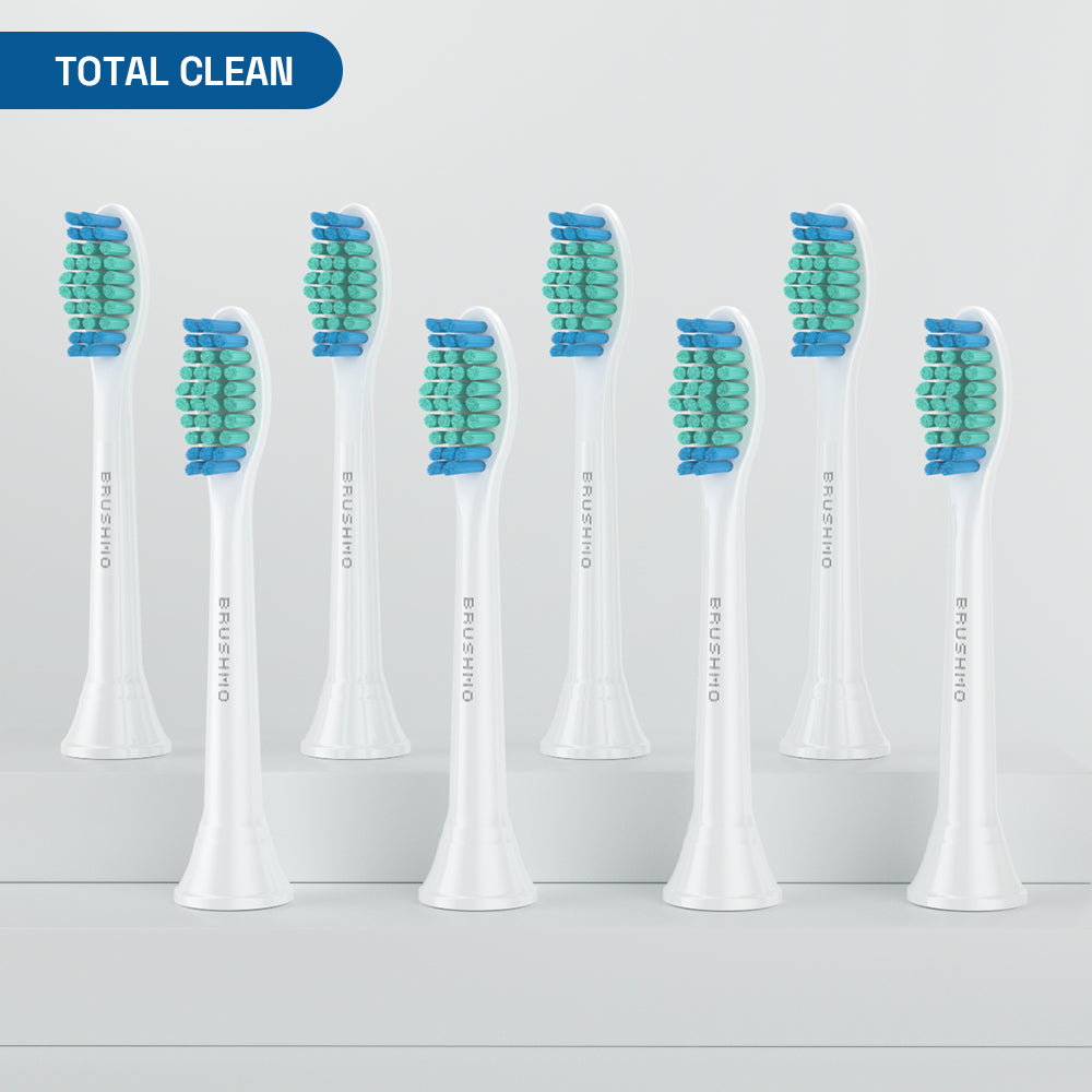 Total Clean Replacement Toothbrush Heads Compatible with Philips Sonicare Electric Toothbrush - 8 Pack, White