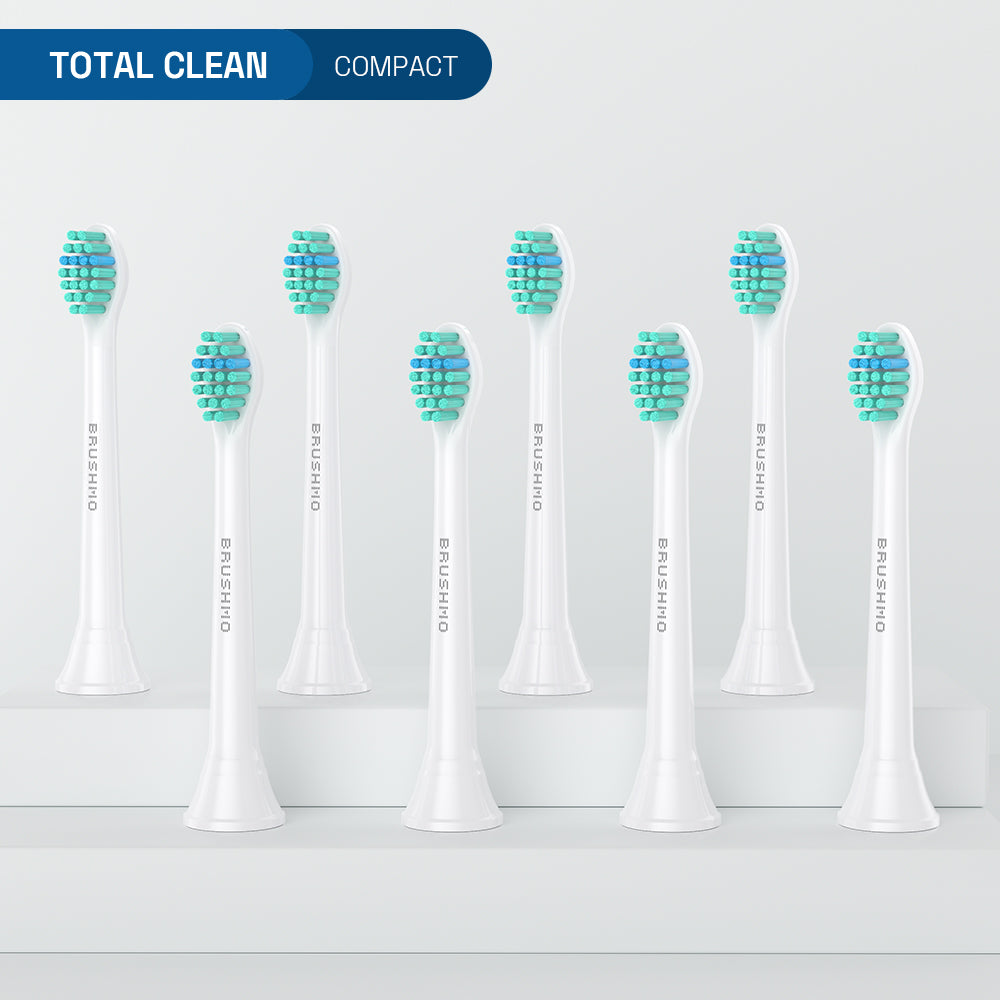 Replacement Toothbrush Heads Compatible with Philips Sonicare- Total Clean (8 Pack), Compact, White