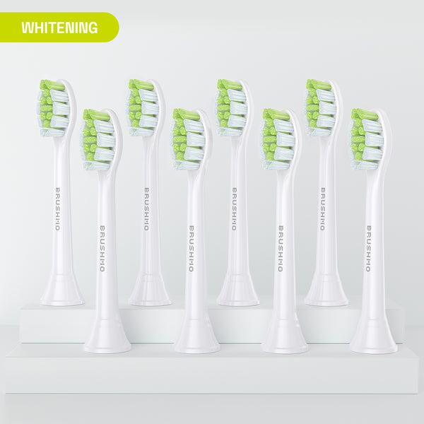 Brushmo Whitening BM668 Brush Heads, Compatible with Philips Sonicare Click-On, 8 Pack, White