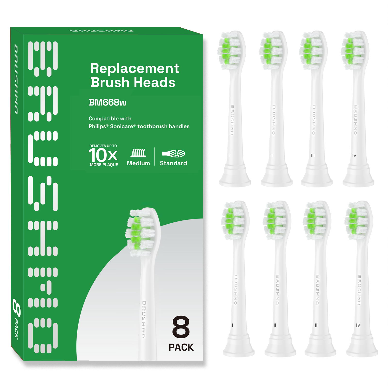 Whitening Replacement Toothbrush Heads Compatible with Philips Sonicare DiamondClean HX6063, 8 Pack, White