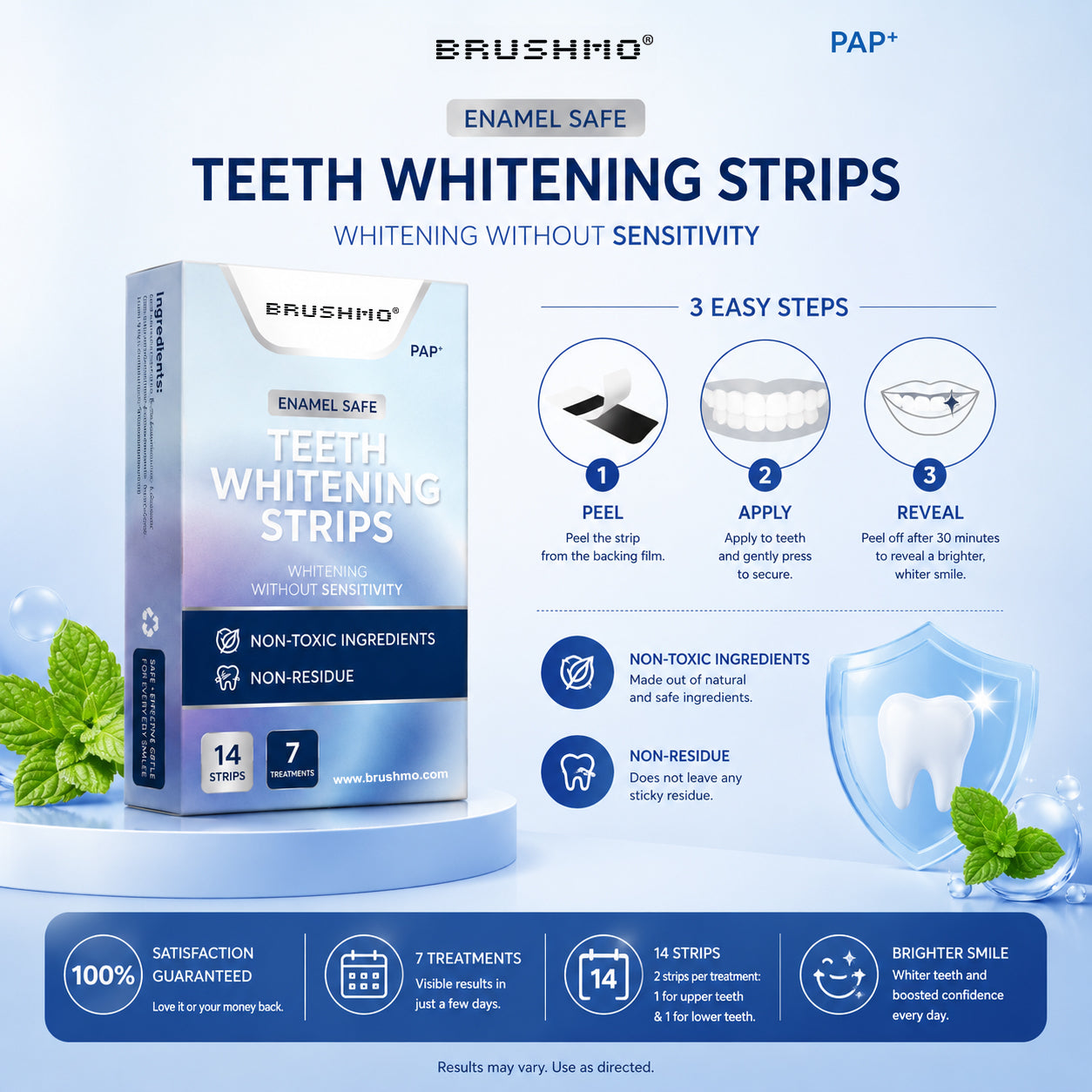 Dentist Formulated Nature Teeth Whitening Strips, 7 Treatments (14 Strips)