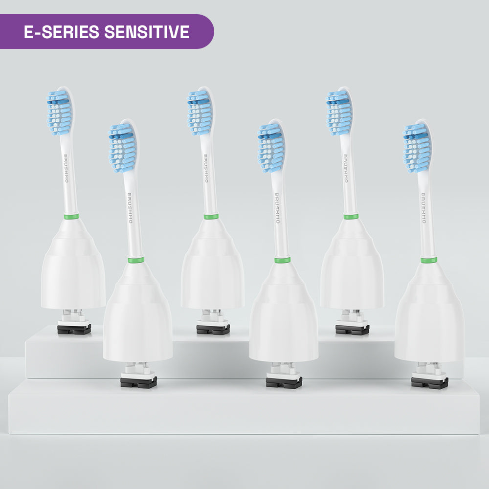 Replacement Toothbrush Heads Compatible with Philips Sonicare e-Series- Sensitive (6 Pack), White