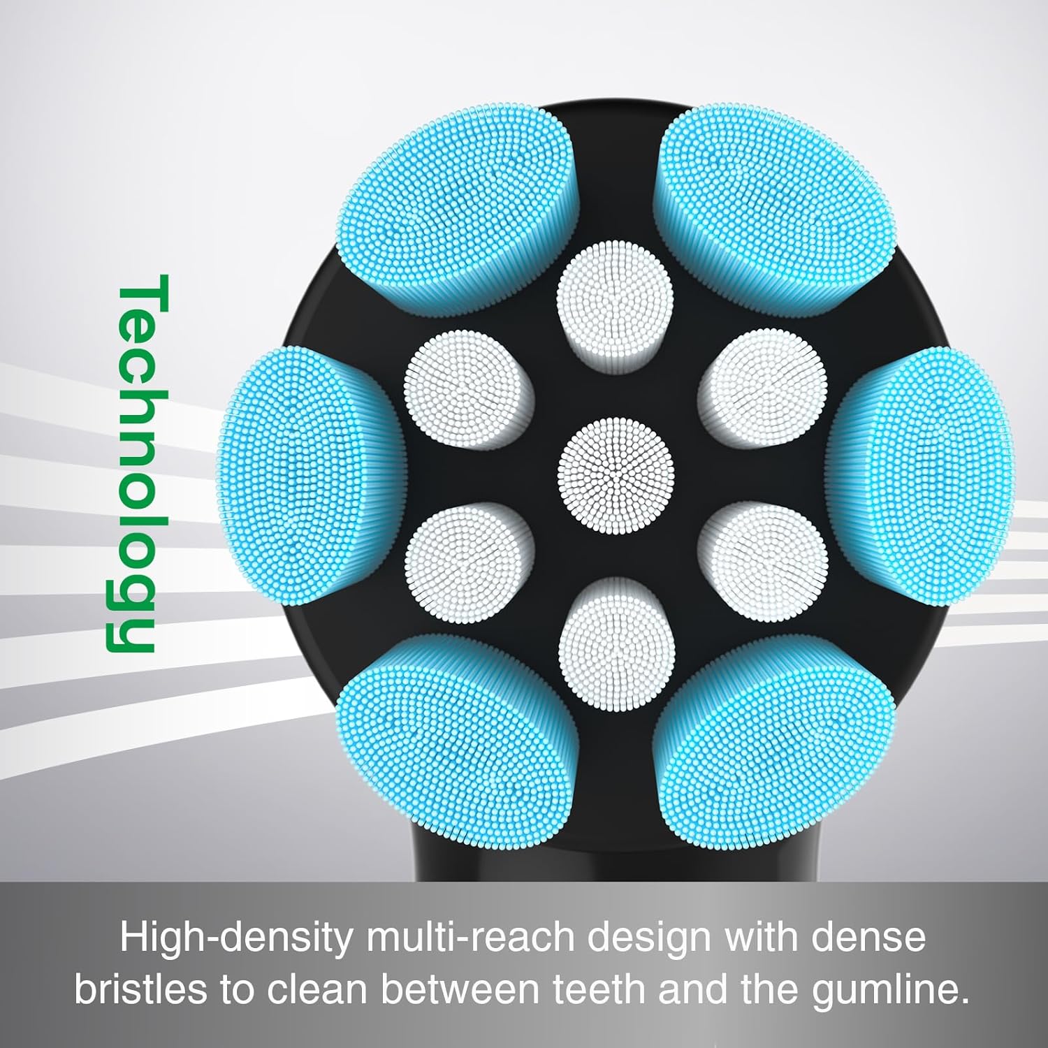 Gentle Clean Replacement Toothbrush Heads Compatible with Oral B iO Series- Plaque Removal, Gum Care, Standard (6 pack), Black