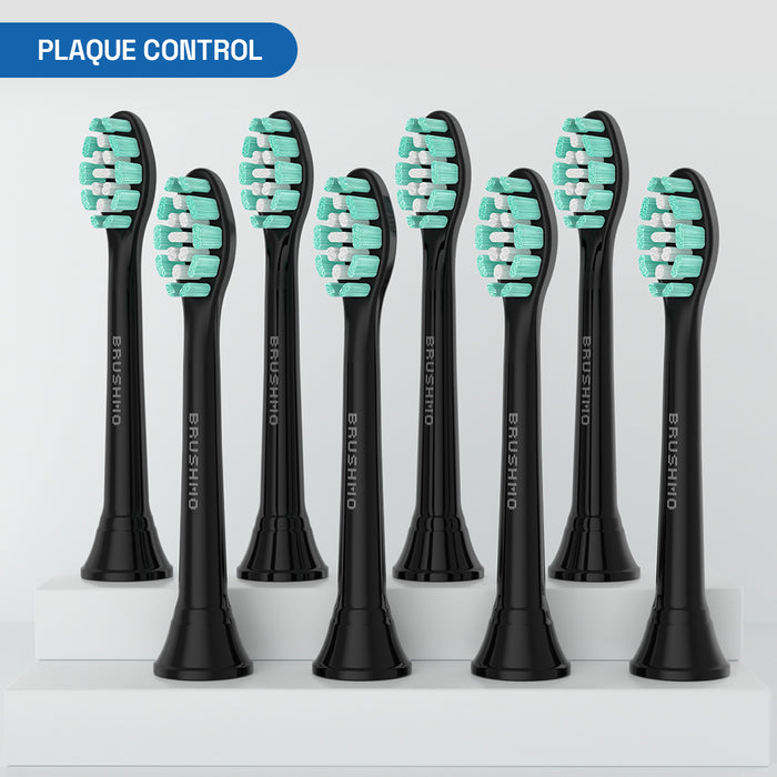 Replacement Toothbrush Heads Compatible with Philips Sonicare- Plaque Control (8 Pack), Black
