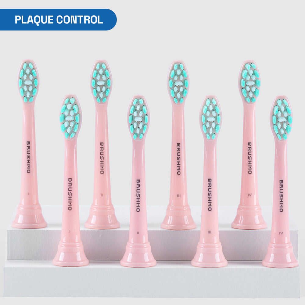 Plaque Control Replacement Toothbrush Heads Compatible with Philips Sonicare - 8 Pack, Pink