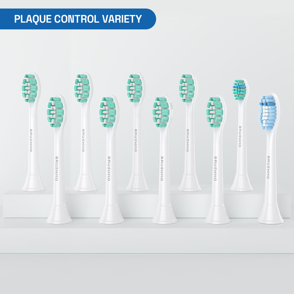 Replacement Toothbrush Heads Compatible with Philips Sonicare- Plaque Control Variety, White