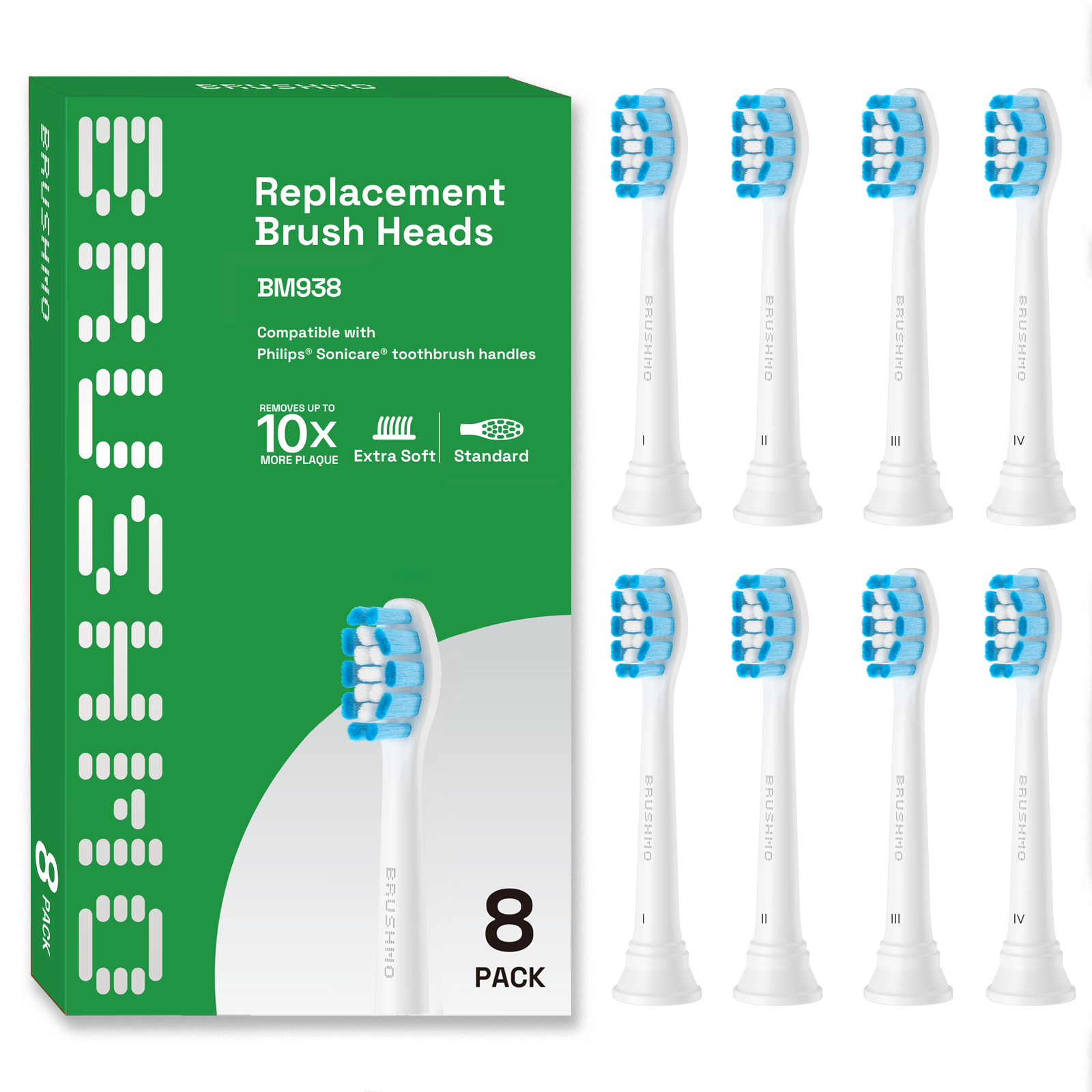 Replacement Toothbrush Heads Compatible with Philips Sonicare Optimal Gum Health HX9033, White 8 Pack