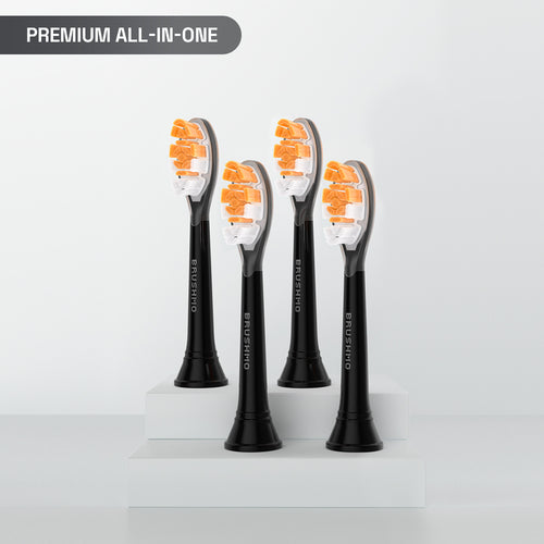Replacement Toothbrush Heads Compatible with Philips Sonicare- All-in-One (4 Pack), Black