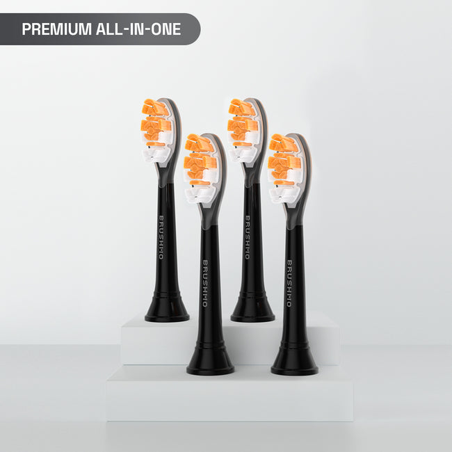 All-in-One Replacement Heads for Philips Sonicare, 4 Pack, Black
