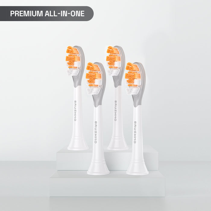 Replacement Toothbrush Heads Compatible with Philips Sonicare- All-in-One (4 Pack), White