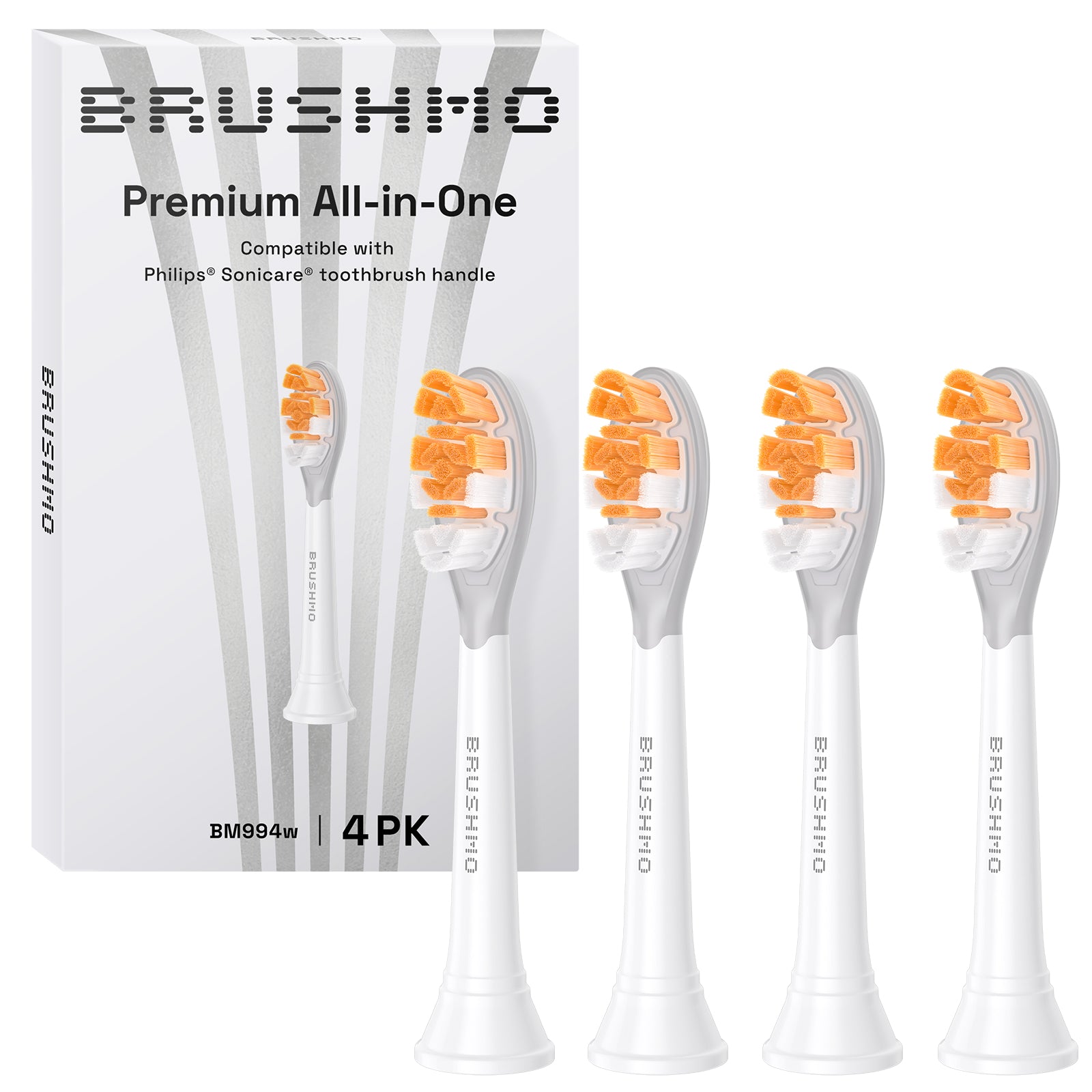 Replacement Toothbrush Heads Compatible with Philips Sonicare- All-in-One (4 Pack), White