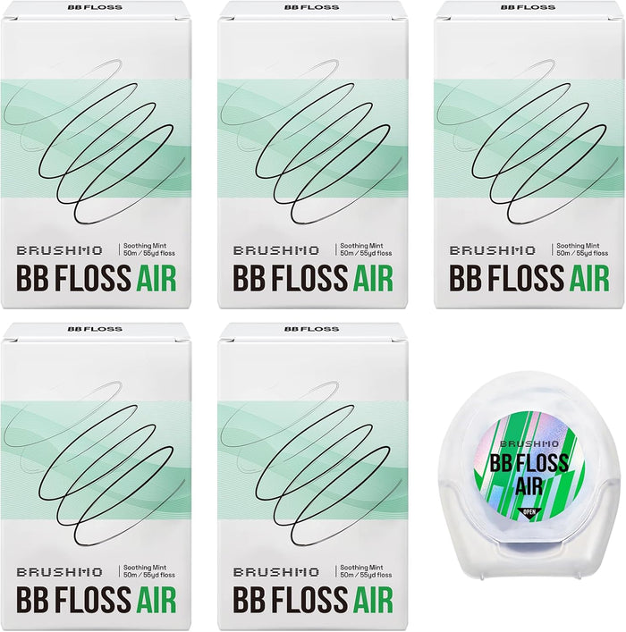 Award Winning Brushmo Black Floss (BBFloss) Expanding Woven Dental Floss AIR – 275YD, 5 Pack