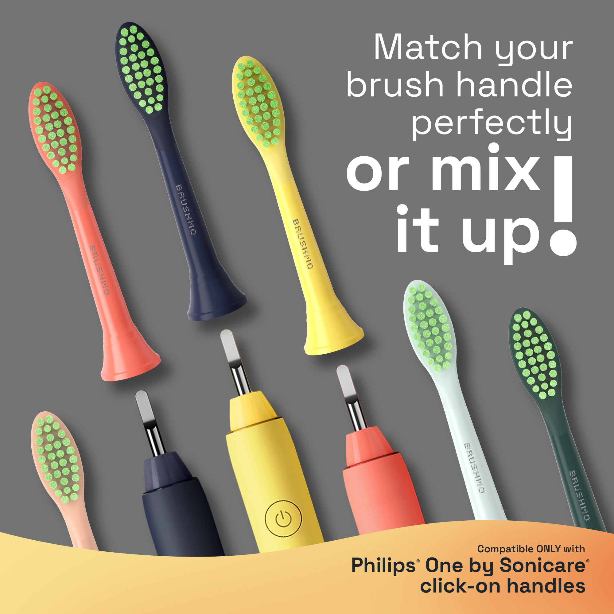 Replacement Toothbrush Heads Compatible with Philips Sonicare One - 4 Pack, Shadow Black