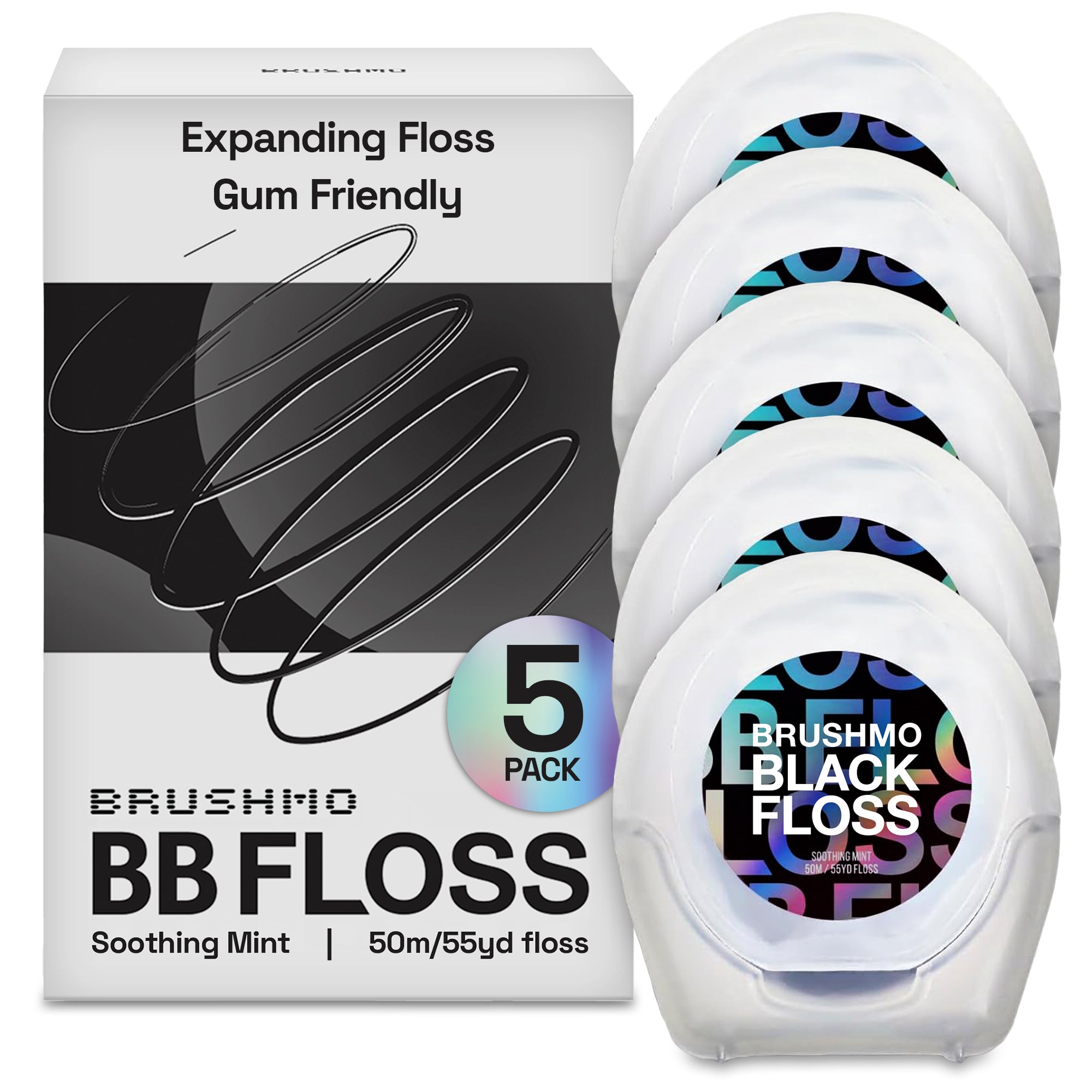 Expanding Woven Black Dental Floss – 275YD, 5 Pack