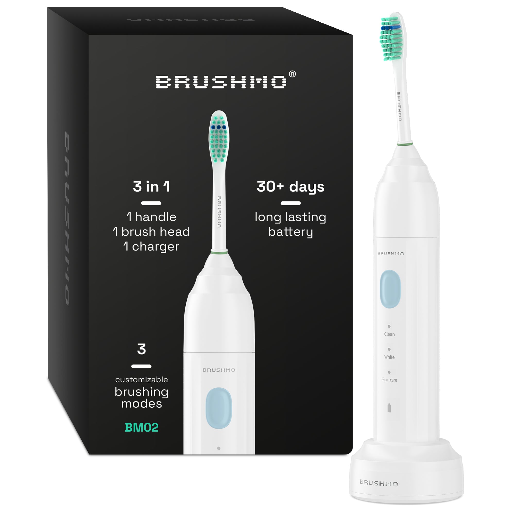 Brushmo e-Series Electric Sonic Toothbrush - Screw-On, White