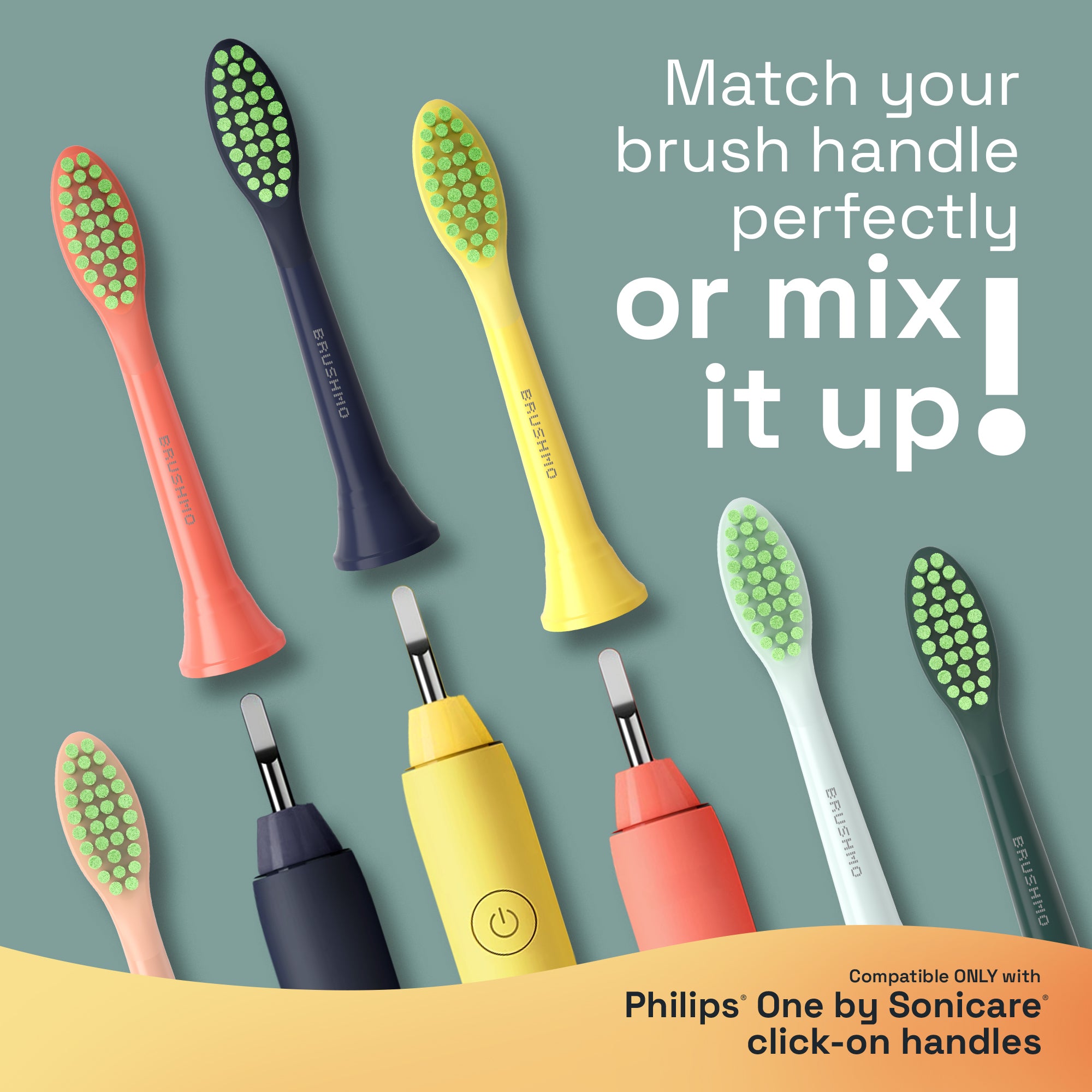 Replacement Toothbrush Heads Compatible with Philips Sonicare One - 4 Pack, Sage Green