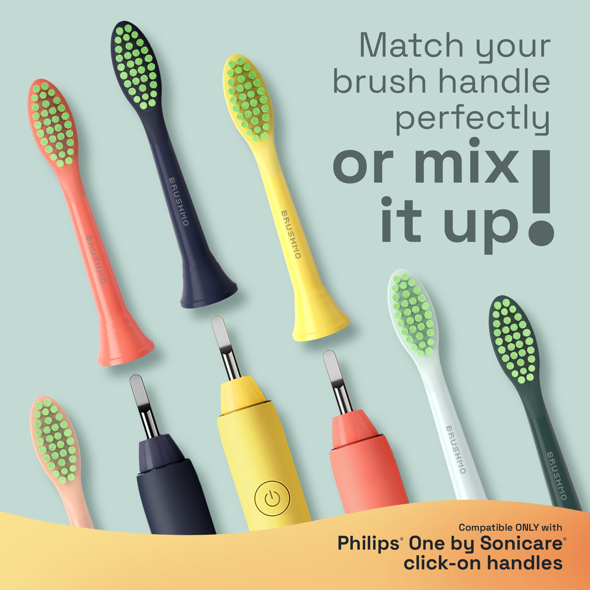 Replacement Toothbrush Heads Compatible with Philips Sonicare One - 4 Pack, Mint Light Blue