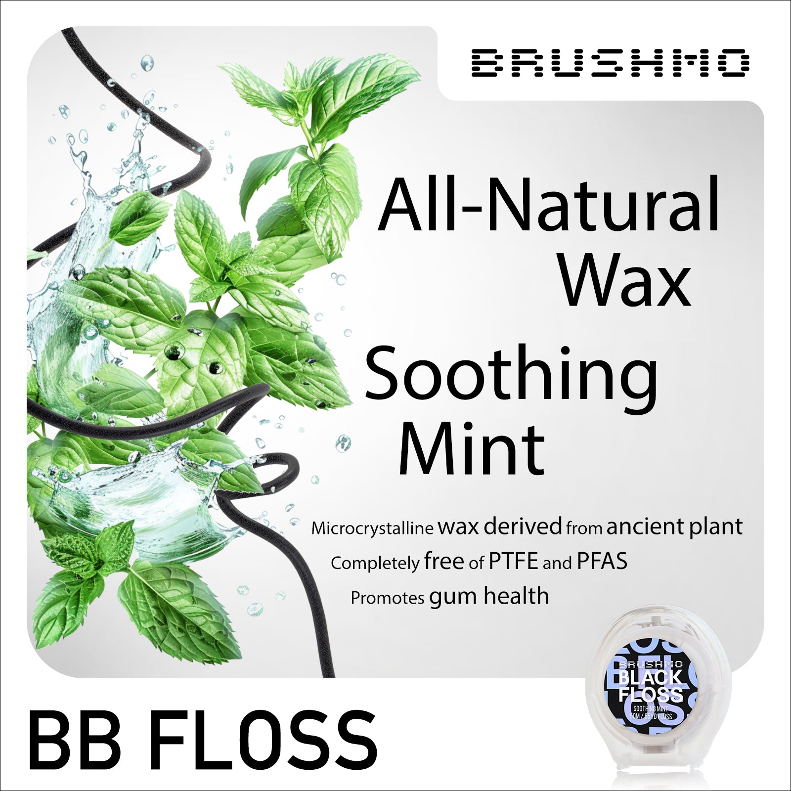 Brushmo Black Floss, Expanding Dental Floss, 55 YD, 1pk