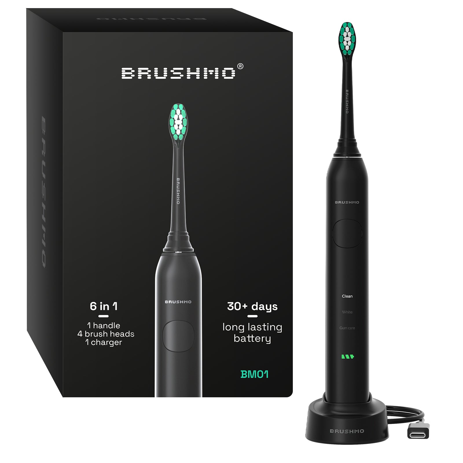 Super Sonic Toothbrush, Compatible with Philips Click-on Handles, Midnight Black