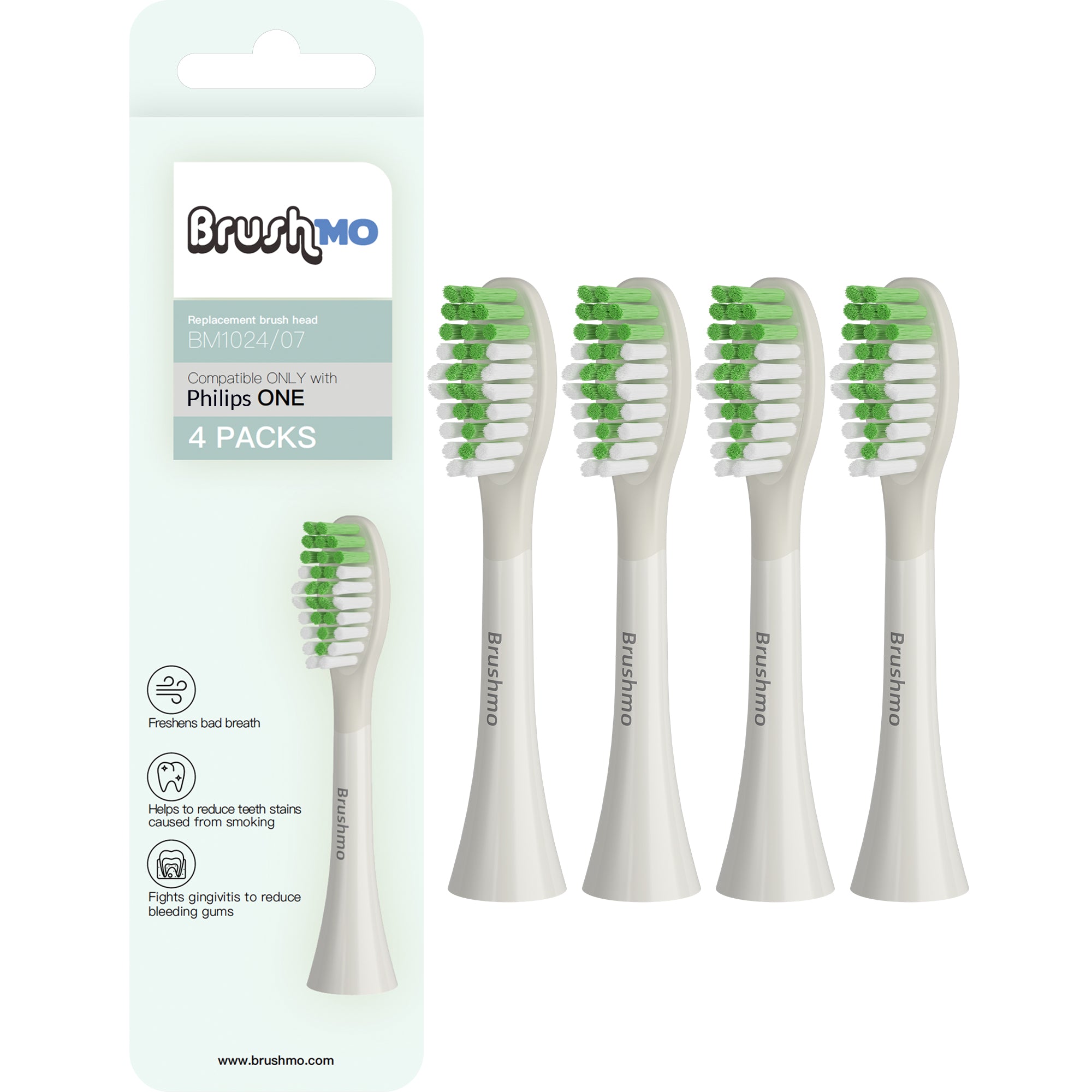 Replacement Toothbrush Heads Compatible for Philips One, 4 Pack Snow
