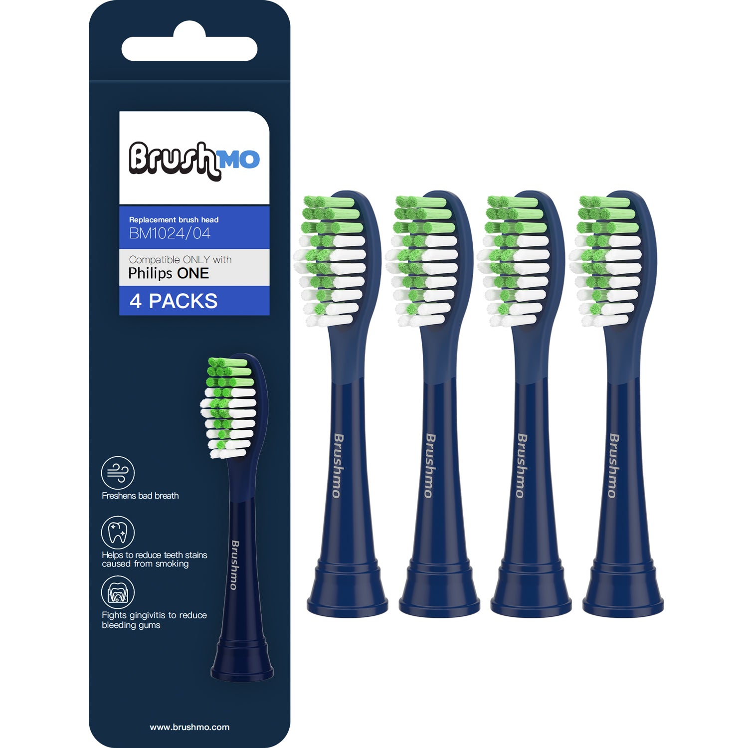 Replacement Toothbrush Heads Compatible for Philips One, 4 Pack Midnight Navy Blue