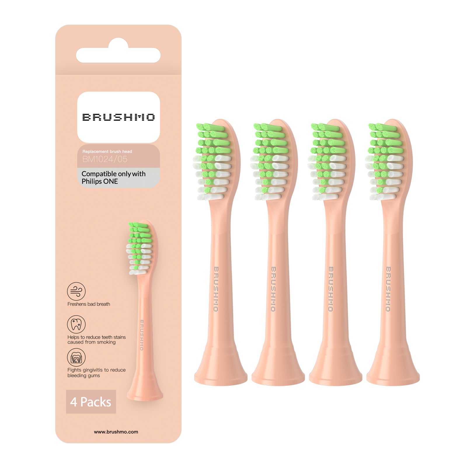 Replacement Toothbrush Heads Compatible with Philips Sonicare One, 4 Pack, Shimmer