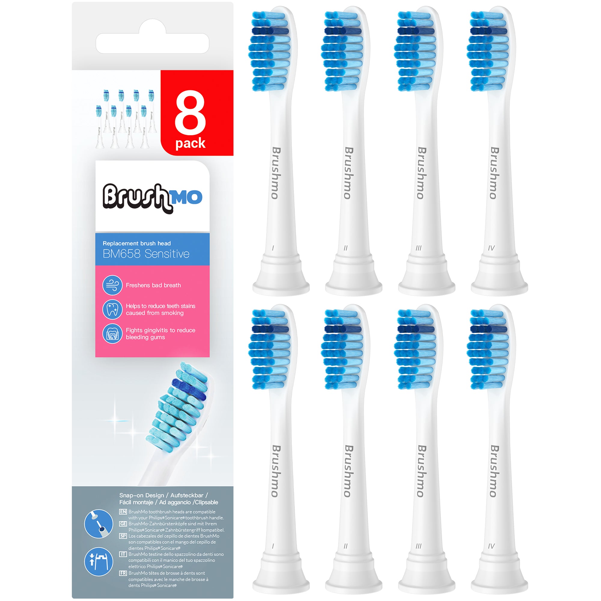 Replacement Toothbrush Heads Compatible with Phillips Sonicare Electric Toothbrush HX6053, 8 Pack Sensitive