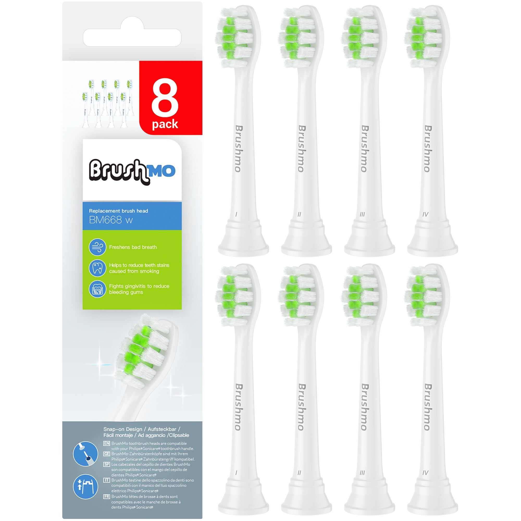 Replacement Toothbrush Heads Compatible with Sonicare DiamondClean HX6063, 8 Pack White