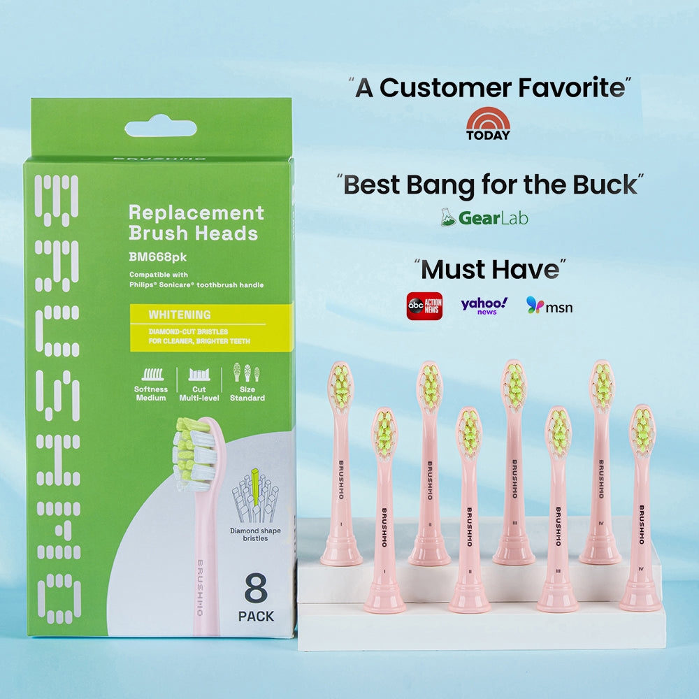 Whitening Replacement Toothbrush Heads Compatible with Philips Sonicare DiamondClean - 8 Pack, Pink