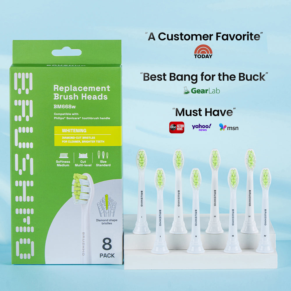 Whitening Replacement Toothbrush Heads Compatible with Philips Sonicare DiamondClean - 8 Pack, White