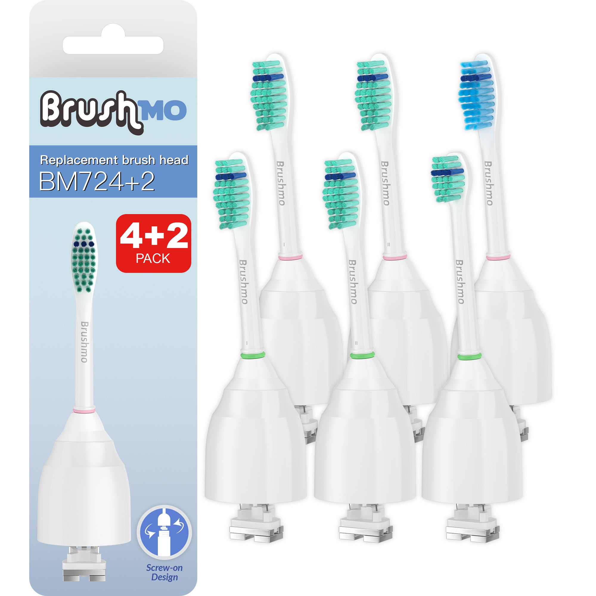 Replacement Toothbrush Heads for Philips Sonicare e-Series, 4+2 Pack(Compact, Standard, Sensitive)