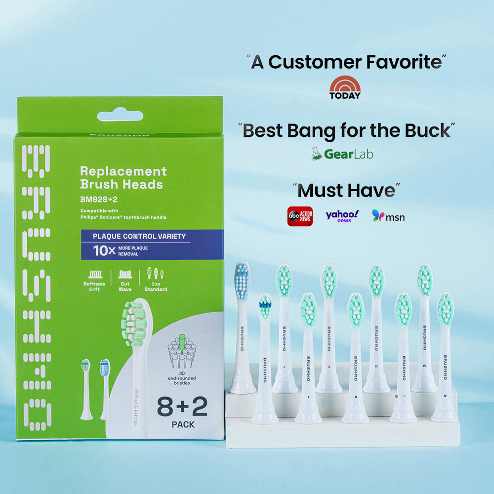 Plaque Control Variety Replacement Toothbrush Heads Compatible with Philips Sonicare - Combo, White