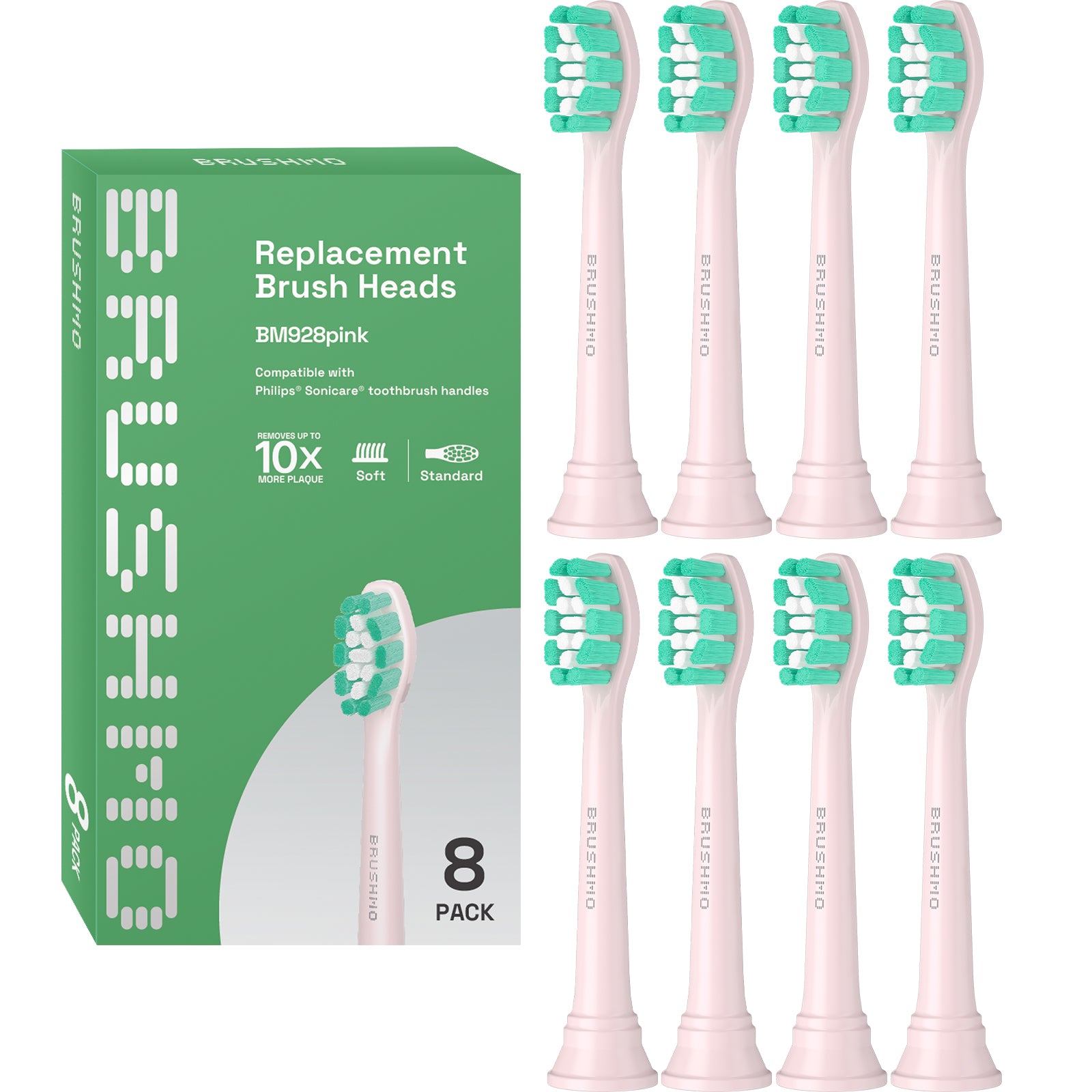 Brushmo Replacement Toothbrush Heads Compatible with Philips Sonicare Electric Toothbrush, pink, 8 Pack