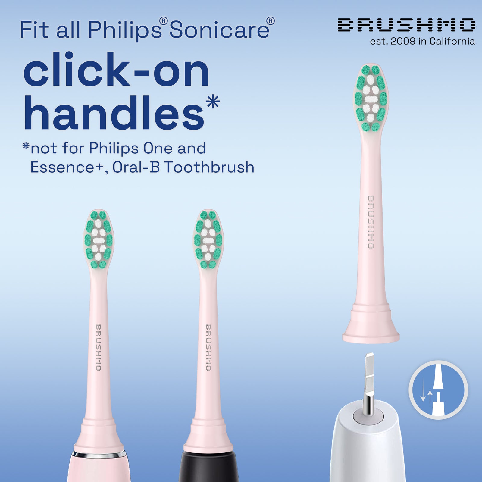 Brushmo Replacement Toothbrush Heads Compatible with Philips Sonicare Electric Toothbrush, pink, 8 Pack