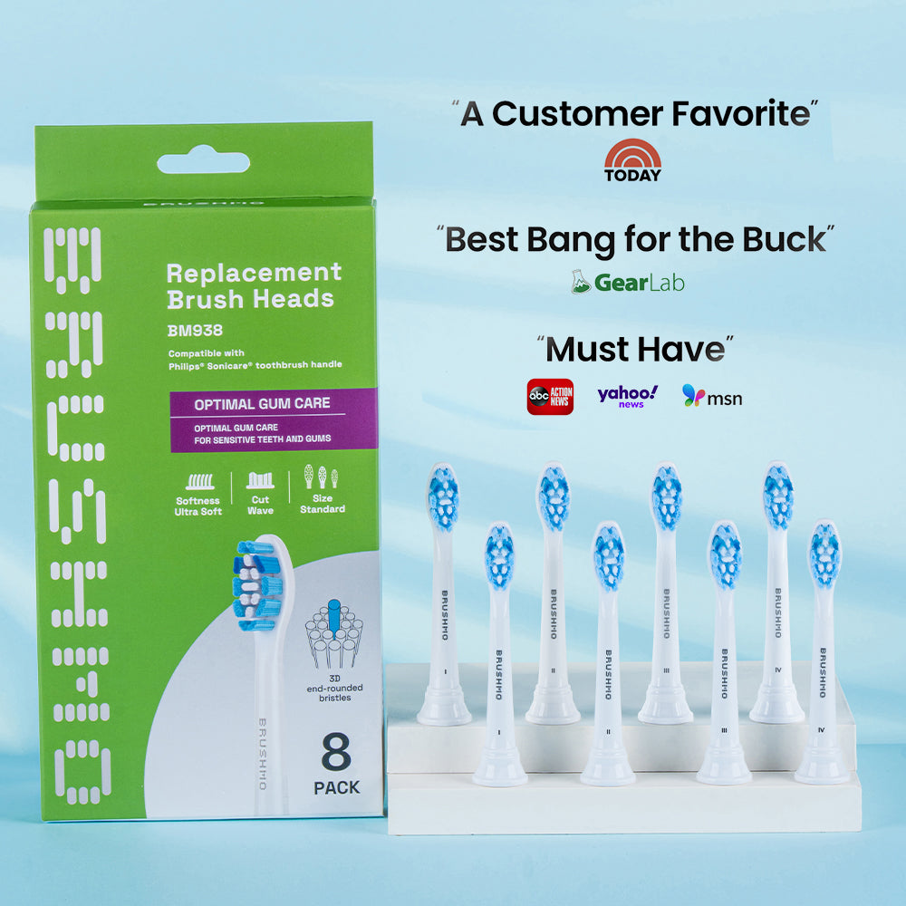Optimal Gum Care Replacement Toothbrush Heads Compatible with Philips Sonicare -  8 Pack,White
