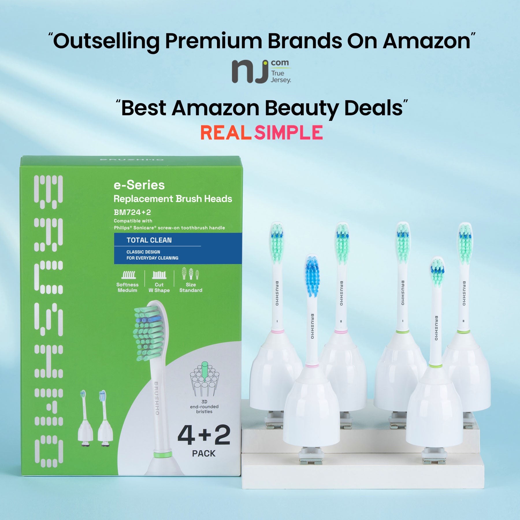 Variety Replacement Toothbrush Heads for Philips Sonicare e-Series - Combo, White