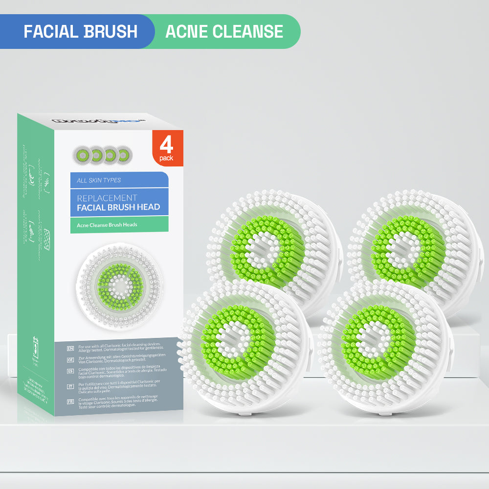 Replacement Facial Cleansing Brush Heads for Clarisonic- Acne Cleanse, 4 Pack