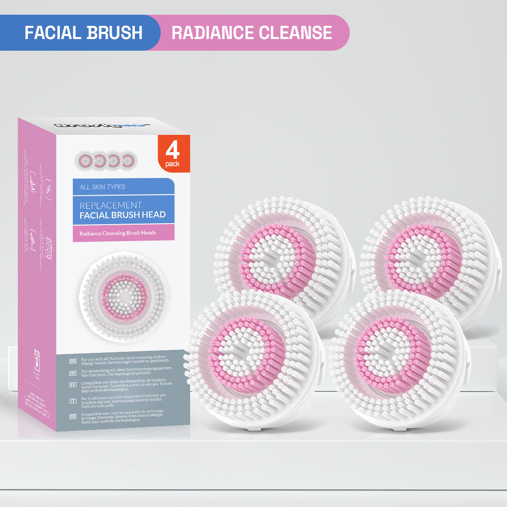 Replacement Facial Cleansing Brush Heads for Clarisonic- Radiance Cleansing, 4 Pack