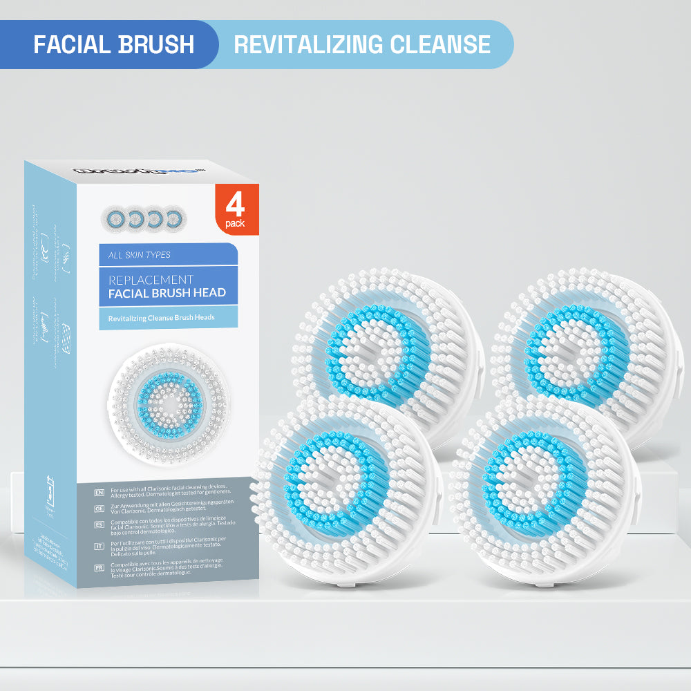 Replacement Facial Cleansing Brush Heads for Clarisonic -  Revitalizing Cleanse, 4 Pack